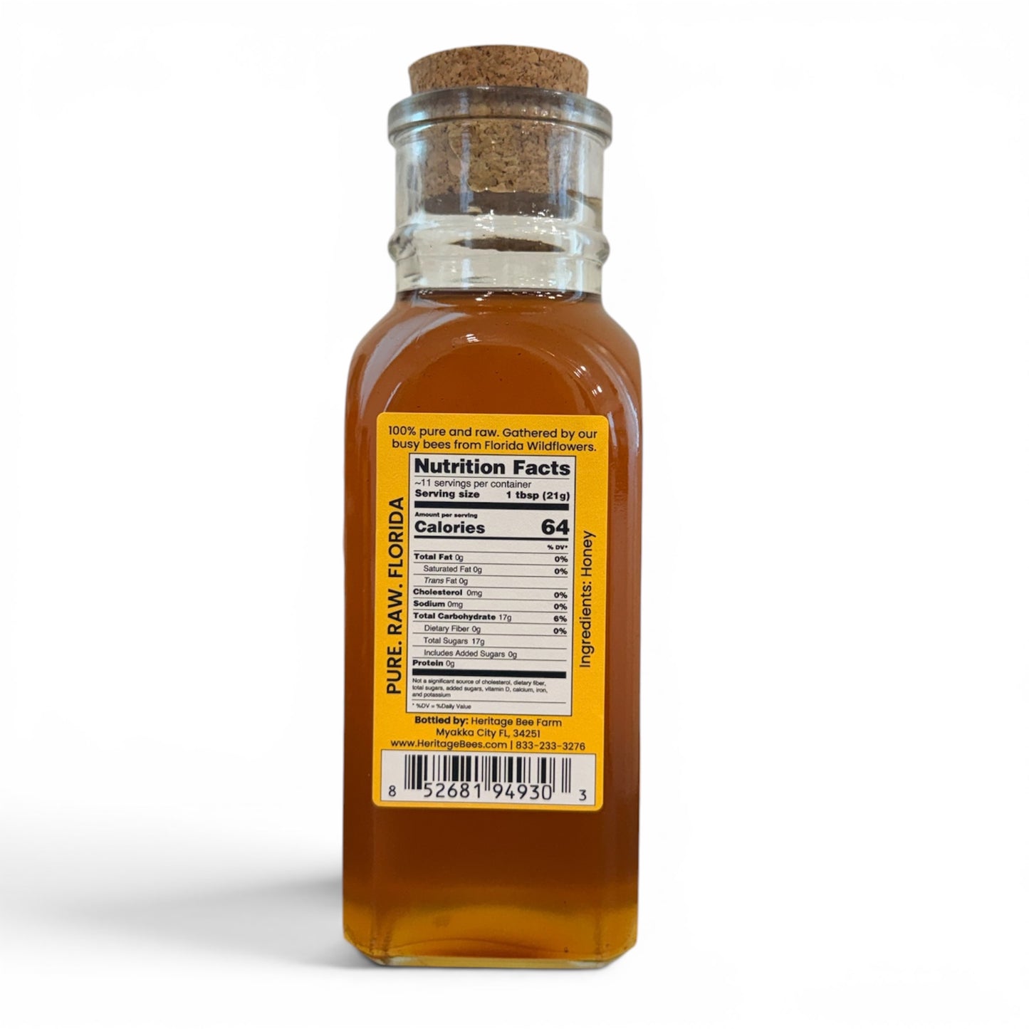 
                  
                    Raw Wildflower Honey 16 oz | Embossed Glass Jar with Cork | Florida Bees
                  
                